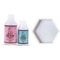 Little Birdie Epoxy Art Resin And Hardener Transperant 150G Bottle & Silicone Mould Hexagonal Coaster L4.75 X W4Inch Approx 1Pc