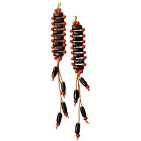 Paushak Boutique Beautiful Wooden Orange Beads Handmade Hanging Button (Set Of 1)