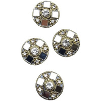Paushak Boutique Beautiful Antique Golden Stone Mirror Button (Piece Of 4)