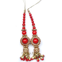 Paushak Boutique Platinum Red Golden Latkan (Set Of 1)