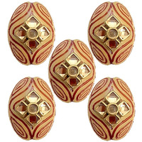 Paushak Boutique Oval Buff Printed Button For Indian Dresses For Kurties,Gowns And Party Wears Dresses (Piece Of 5)