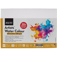 Brustro Artists Watercolour Paper, A4 Size, 200 Gsm, 25% Cotton, Cold Pressed, 32 Sheets.