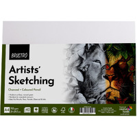 Brustro Artists Sketching Paper | 110 Gsm, A4 Size, Pack Of 40 Sheets | Medium Surface, Natural Grain, Chlorine Free, Ideal For Pencil, Drawing, Charcoal, Art, Pen, Pastel, Ink