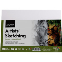 Brustro Artists Sketching Paper | 110 Gsm, A5 Size, Pack Of 80 Sheets | Medium Surface, Natural Grain, Chlorine Free, Ideal For Pencil, Drawing, Charcoal, Art, Pen, Pastel, Ink