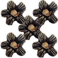 Paushak Boutique Black Golden Woolen Flower Button For Indian Dresses For Kurties,Gowns And Party Wears Dresses (Piece Of 5)
