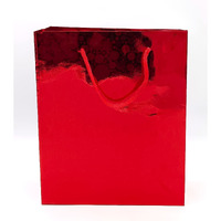Gold Leaf Glitter Paper Bags 12Pcs With Handles,Reusable Iridescent Gift Bags For Gift Giving, Baby Shower Gift Bags,Christmas, Party Wrapping Solution(18 X 7.5 X 22 Cm)(Red)