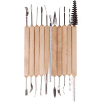 Gold Leaf 11Pcs Clay Sculpting Sculpt Smoothing Wax Carving Pottery Ceramic Tools Polymer Shapers Modeling Carved Tool Wood Handle Set Ceramic Clay Tools For Clay Pottery, Sculpture, Diy