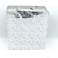 Gold Leaf Glitter Paper Bags 12Pcs With Handles,Reusable Iridescent Gift Bags For Gift Giving, Baby Shower Gift Bags,Christmas, Party Wrapping Solution(18 X 7.5 X 22 Cm)(Silver)