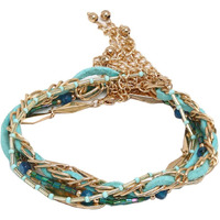 Madame Suede Chain Seed Bead Glass Metal Beacelet Set, Rose Gold