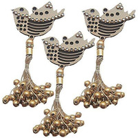 Paushak Boutique Beautiful Wooden Sparrow Kundan Hanging Button For Indian Dresses For Kurties,Gowns And Party Wears Dresses (Set Of 2)
