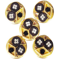 Paushak Boutique Golden And Coca-Cola Button (5 Pieces)