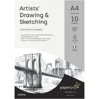 Paperpep Artists' Sketching & Drawing Paper 200Gsm A4 Pack Of 10 For Sketching & Drawing With Pencil, Charcoal, Graphite, Redchalk Pastel, Chalk, Oil Pastel & Wax Crayon For Artists' & Amateurs