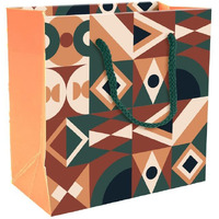 Paperpep Orange Abstract Pattern Print 6"X3"X6" Gifting Paper Bag| Ideal For Return Gifts, Presents, Weddings, Birthday, Holiday Presents, Celebrations | Pack Of 12