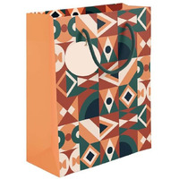 Paperpep Orange Abstract Pattern Print 7"X4"X9" Gifting Paper Bag| Ideal For Return Gifts, Presents, Weddings, Birthday, Holiday Presents, Celebrations | Pack Of 6
