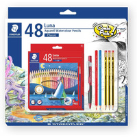 Staedtler Luna 48 Watercolour Pencils Combo Set In Card Board Box Packing Along With Graphite Pencils