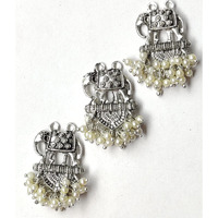 Paushak Boutique Antique Silver Meenakari Button (Piece Of 3)