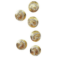 Paushak Boutique Designer Golden Mango Shape Silver Stone Button (Piece Of 3)