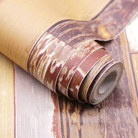 Wolpin Polyvinyl Chloride Furniture Makeover Planks Distressed Wall Sticker (Brown, 60 X 300 Cm)