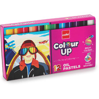 Cello Colourup Oil Pastels-12 Shades|Bright Colours For Kids|Non-Toxic Colouring Range|Adventure Themed Pack Ideal For Gifting|Multicolor