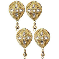 Paushak Boutique Golden Beautiful Leaf Kaj Button For Indian Dresses For Kurties,Gowns And Party Wears Dresses (Piece Of 4)