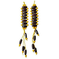 Paushak Boutique Beautiful Wooden Yellow Beads Handmade Hanging Button (Set Of 1)