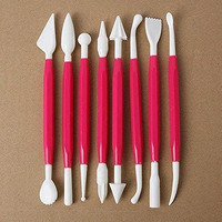 E - Buddies Plastic Ceramic Pottery Tools Set Of 8, Carving Double Heads Clay Modelling, Sculpting, Shaping, Fondant Cake Decorating, For Art & Craft Supplies For Kids, Artist (Random Color)