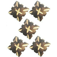 Paushak Boutique Wooden Double Shaded Square Button (5 Pieces)
