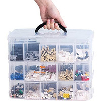 Fennec Mart Storage Container Square Box With 30 Adjustable Compartments For Organizing Sewing Embroidery Accessories, Beauty Supplies, Nail Polish, Jewelry, Arts & Crafts (Multicolour, Large)