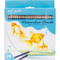 Mont Marte Watercolor Pencils, 24 Piece. Fade Resistant Watercolor Set Ideal For Illustration And Design.