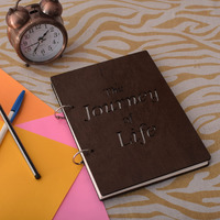 Ramoji International Wooden Scrapbook With Refillable Ring Lock & Plain Paper For Dairy,Photo Album,Writing Memories & Office Use,Drawing For Gift,A5 6X8.5 Inches (Life Designed Scrapbook)