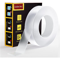 Golden Bird Clear Double Sided Mounting Tape Heavy Duty 3 Meter, Multipurpose Removable Sticky Extra Strong Adhesive Nano Tape Washable Waterproof For Home Office Outdoor Decor (1 Pcs)