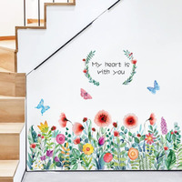 Jaamso Royals Colourful Blooming Flower With Coloured Butterfly Wall Stickers For Living Room Flowers, Floral Wall Stickers, Flower Sticker, Nature Wall Stickers (90 Cm X 60 Cm)