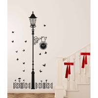 Decals Design 'Black Antique Street Lamp With Butterflies' Wall Sticker (Pvc Vinyl, 60 Cm X 90 Cm X 1 Cm, Black)