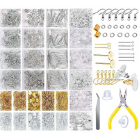 Diy Crafts 500 Grm, Bright Silver, Earring Making Earring Hooks Open Jump Rings Earring Backs Head Eye Pins Tweezers Pliers Opener For Necklace Earring Bracelet Jewelry Ma(500 Grm, Bright Silver)