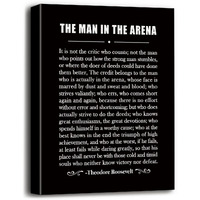 Canvas Wall Art The Man In The Arena Inspirational Quote Theodore Roosevelt Canvas Prints Poster, Office Living Room Bedroom Wall Art Decor, Inspirational Gift For Men Boys Teens Entrepreneur 12X15