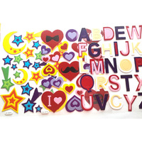 Kcr 3 Sheet Set Heart, Star And Alphabets/Abc Self Adhesive Stickers For Kids, Children Learning Or Art & Craft