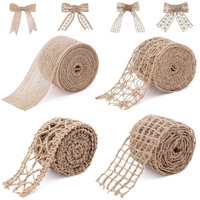 Patpat Jute Burlap Ribbon, 4 Rolls 6.6Ft Jute Rope For Craft, Creative Diy Ribbons For Gift Wrapping, Diy Project, Event & Wedding Decorations, Natural Fabric Roll Craft Decoration Lace