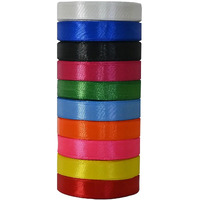 Amaroba Satin Ribbon For Decoration, Gift Wrapping, For School Project Works, Opening Ribbon And Multi Purpose Use (Half Inch (10Mtr X 10 Pc), Multi)