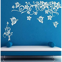 Stickersyard 'Butterfly Floral' Wall Sticker & Decal Stickers Color - White (Size 120 Cm X 120 Cm)