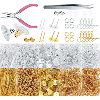 Diy Crafts 125 Gram, Bright Gold, Earring Making Kit Supplies Earring Hooks, Earring Post, Earring Backs, Jump Rings, Eye Pin Jewelry Pliers Tool For Earring Kit (125 Gram, Bright Gold)