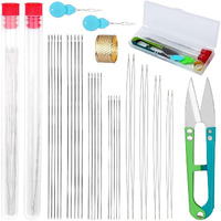 Hasthip 28Pcs Beading Needles Set, 20 Pcs Long Straight Beading Thread Needles And 8 Pcs Big Eye Beading Needles With Needle Bottle, Thimble, Needle Threaders For Bracelets And Jewelry Making