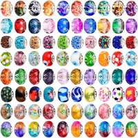 Diy Crafts 130, Unassorted European Craft Beads Large Hole Lampwork Spacer Beads Colorful European Beads For Diy Necklace Bracelet Jewelry Making Mix Random Color Dno5 Contain P(130)