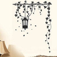 Decals Design 5785 Stickerskart Pvc Vinyl Wall Stickers Hanging Lamp And Vines Black, 70Cm X 50Cm (Multicolour)