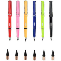 Kidwill Set Of 6Pcs Inkless Pencil, Everlasting Pencil With Eraser, Infinity Reusable Magic Pencils For Writing & Drawing With Extra 6 Eraser And 3 Replaceable Nibs For Home, Office, School Supplies