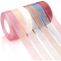 Store2508 6 Rolls Pastel Colours Sheer Chiffon Ribbon Organza Satin Ribbon For Wrapping Decorating Valentine's Day Wedding Birthday Bouquet Garland (50 Yard Each Roll)