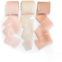 Hasthip 3 Rolls Chiffon Ribbons Set Fringe Fabric Silk-Like Ribbons For Gifts Wrapping, Wedding Invitations, Party Decoration, Bridal Bouquets, Diy Craft - 1.5" X 7Yd Per Roll
