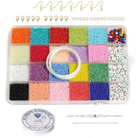 Jaunty Beadsnfashion Opaque S Glass Seed Beads And Alphabet Beads Diy Kit With Thread, Needle And Findings For Jewellery Making, Beading, Embroidery And Art And Crafts., Multi