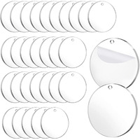 Bigimall Acrylic Circle Blanks - 30 Pcs, Clear Acrylic Discs, 3 Inch Diameter With Holes, Ideal For Vinyl Crafts, Diy Projects, Clip Art
