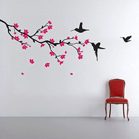 Decals Design 'Humming Birds And Blossoms' Wall Sticker (Pvc Vinyl, 50 Cm X 70 Cm, Multicolour)