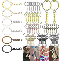 Diy Crafts 45 Chain+Key Chain, Chorme Silver, Swivel Clasps Set Metal Lanyard Snap Hook, Lobster Claw Clasps Keychain Rings Open Rings Eye Screws (45 Chain+Key Chain, Chorme Silver)